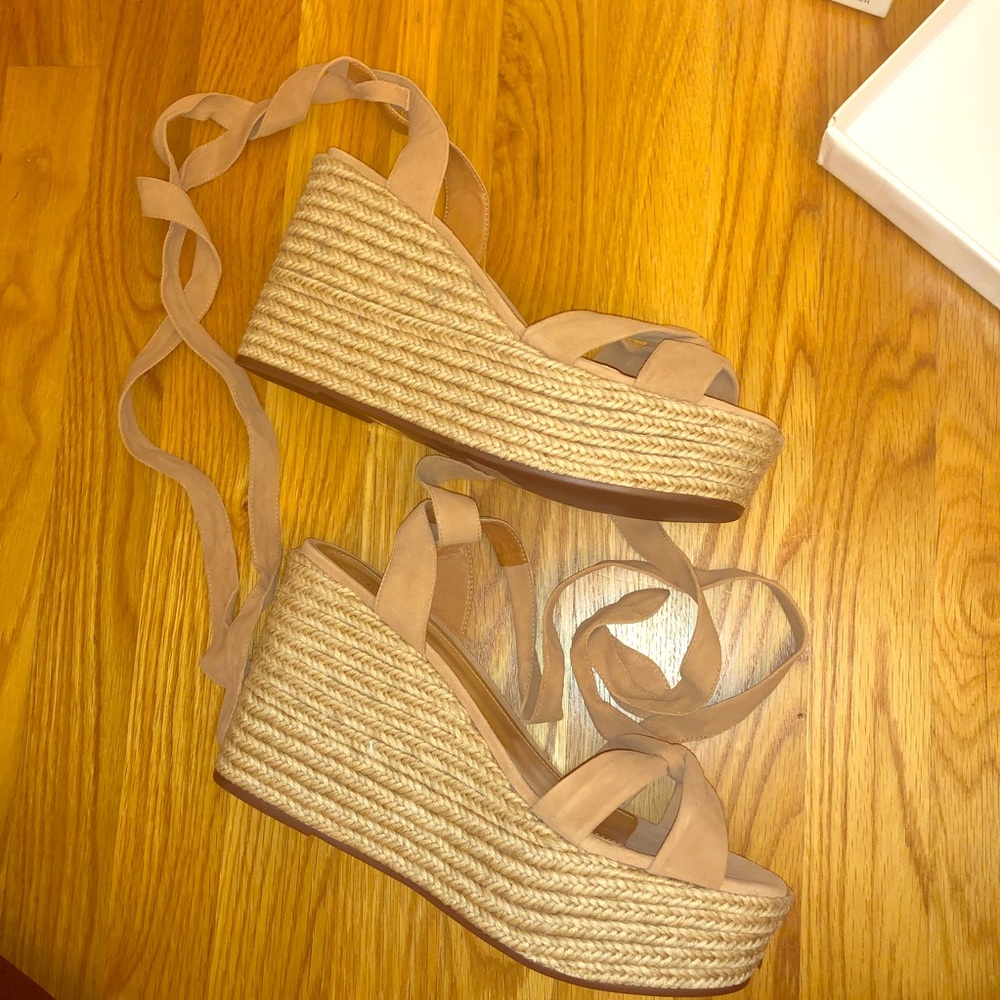 Schutz lace up espadrille wedges